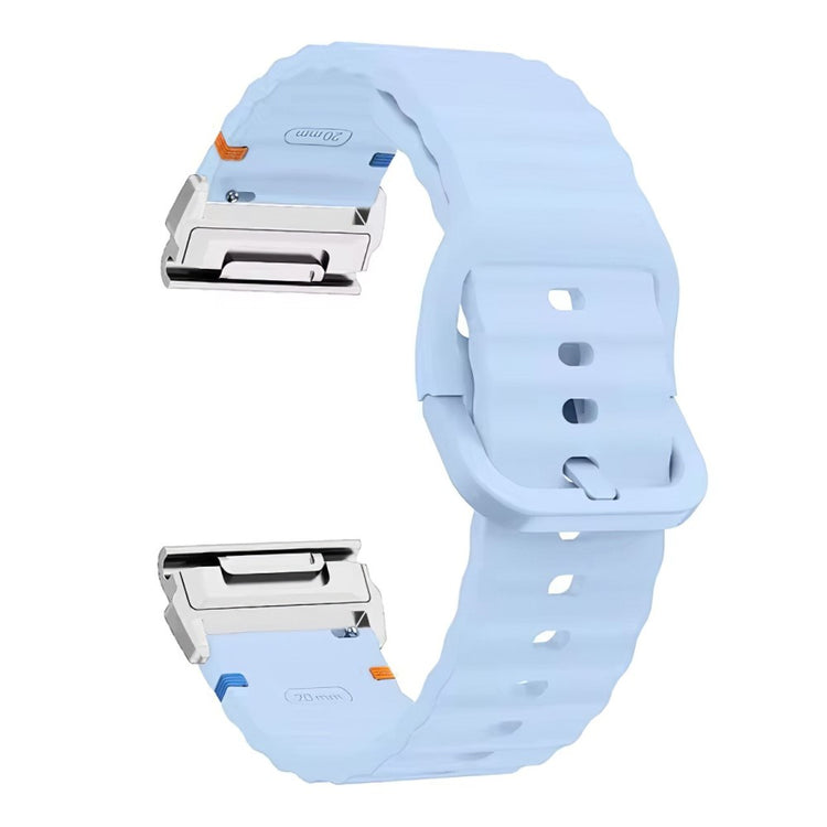 Garmin Fenix 8 47mm 22mm Quick Release Wavy Texture Silicone Watch Strap with Silver Connector - Baby Blue#serie_4