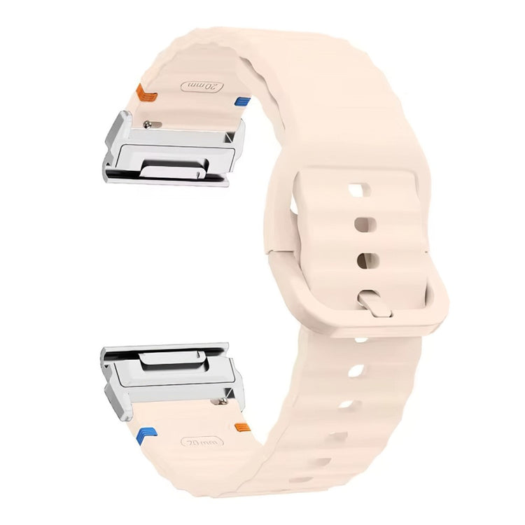 Garmin Fenix 8 47mm 22mm Quick Release Wavy Texture Silicone Watch Strap with Silver Connector - Pink#serie_6