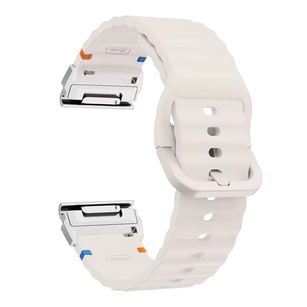 Garmin Fenix 8 47mm 22mm Quick Release Wavy Texture Silicone Watch Strap with Silver Connector - Starlight#serie_7