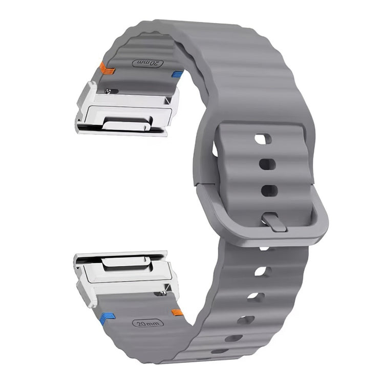 Garmin Fenix 8 47mm 22mm Quick Release Wavy Texture Silicone Watch Strap with Silver Connector - Dark Grey#serie_10