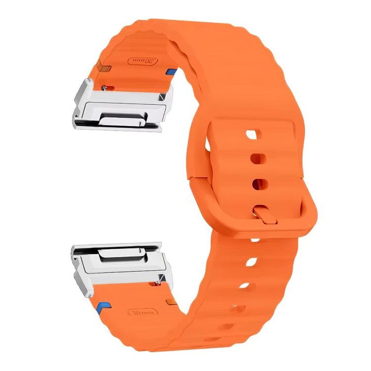 Garmin Fenix 8 47mm 22mm Quick Release Wavy Texture Silicone Watch Strap with Silver Connector - Orange#serie_11