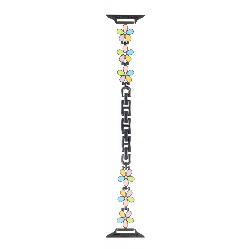 Watch Band Apple Watch Series 41mm - 40mm - 38mm Flower Design Zinc Alloy Wrist Strap - Colorful+Black#serie_2