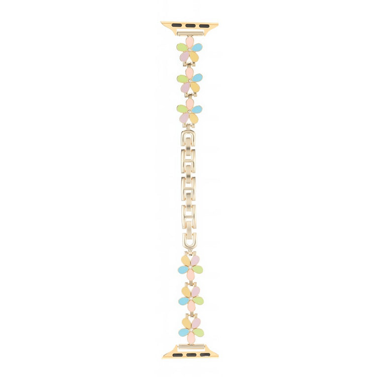 Watch Band Apple Watch Series 41mm - 40mm - 38mm Flower Design Zinc Alloy Wrist Strap - Colorful+Gold#serie_10