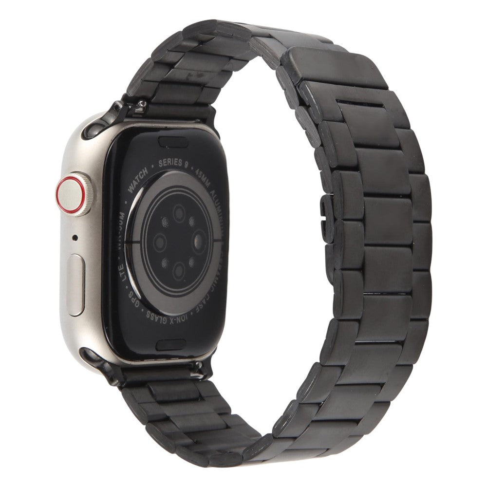 Metal Watch Band Apple Watch Series 49mm - 45mm - 44mm - 42mm Magnetic Three Bead Wrist Strap - Black#serie_3