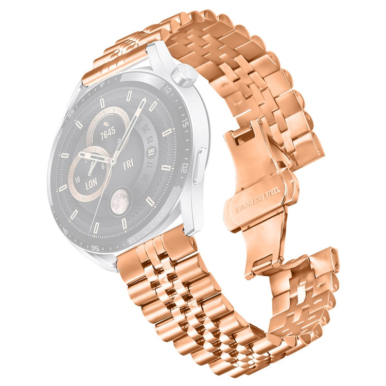 Huawei Watch 4 Pro / Watch 4 Wrist Band 5-Bead Stainless Steel Butterfly Clasp Watch Strap - Rose Gold#serie_6