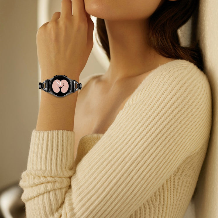 Metal Og Rhinsten Universal Rem passer til Samsung Galaxy Watch 6 (44mm) / Samsung Galaxy Watch 6 (40mm) - Sort#serie_1