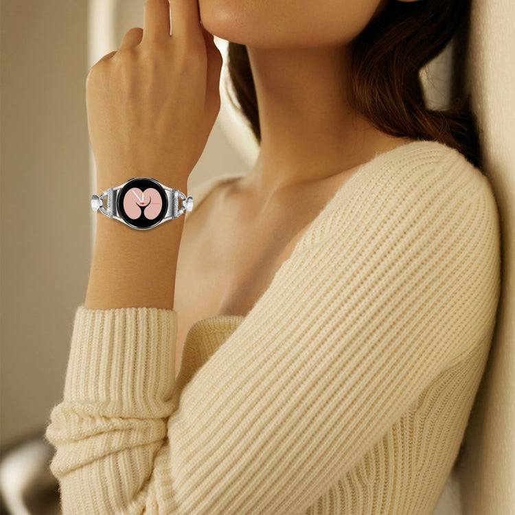 Metal Og Rhinsten Universal Rem passer til Samsung Galaxy Watch 6 (44mm) / Samsung Galaxy Watch 6 (40mm) - Sølv#serie_4