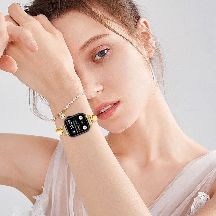 Elegant Metal Og Rhinsten Universal Rem passer til Apple Smartwatch - Guld#serie_2