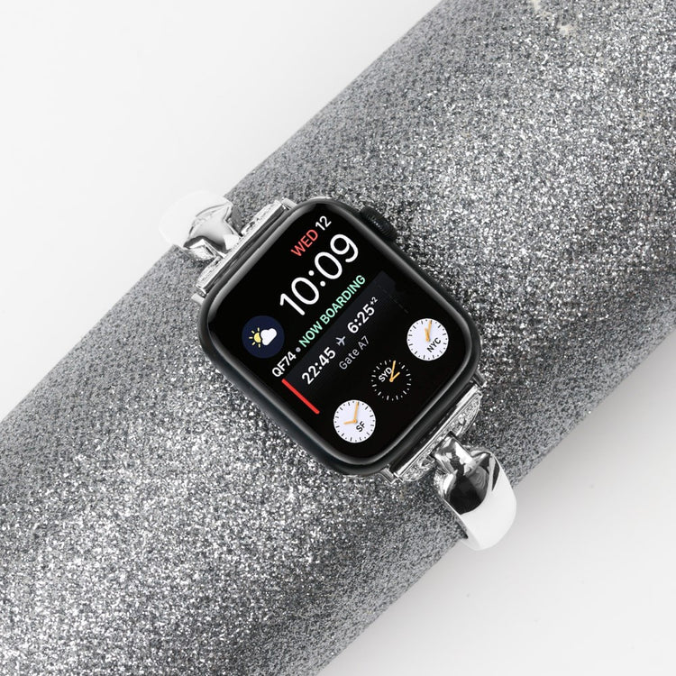 Elegant Metal Og Rhinsten Universal Rem passer til Apple Smartwatch - Sølv#serie_4