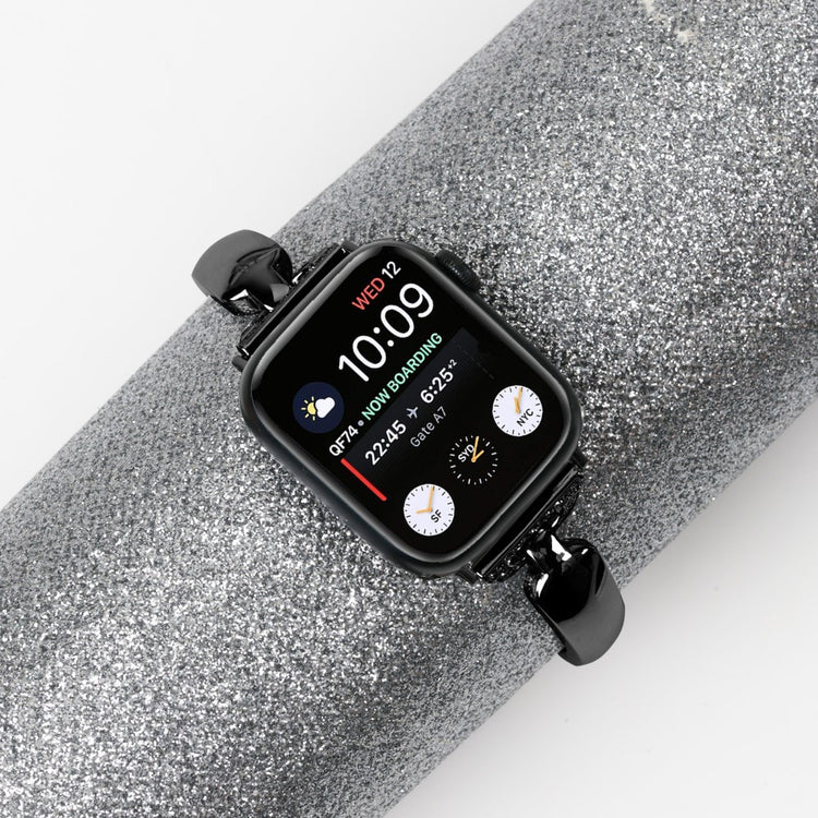 Cool Metal Og Rhinsten Universal Rem passer til Apple Smartwatch - Sort#serie_1