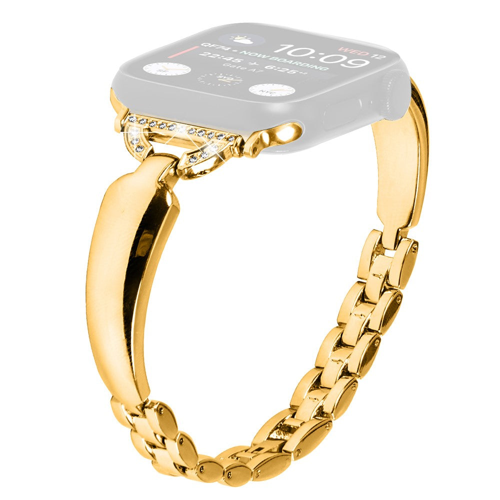 Cool Metal Og Rhinsten Universal Rem passer til Apple Smartwatch - Guld#serie_2