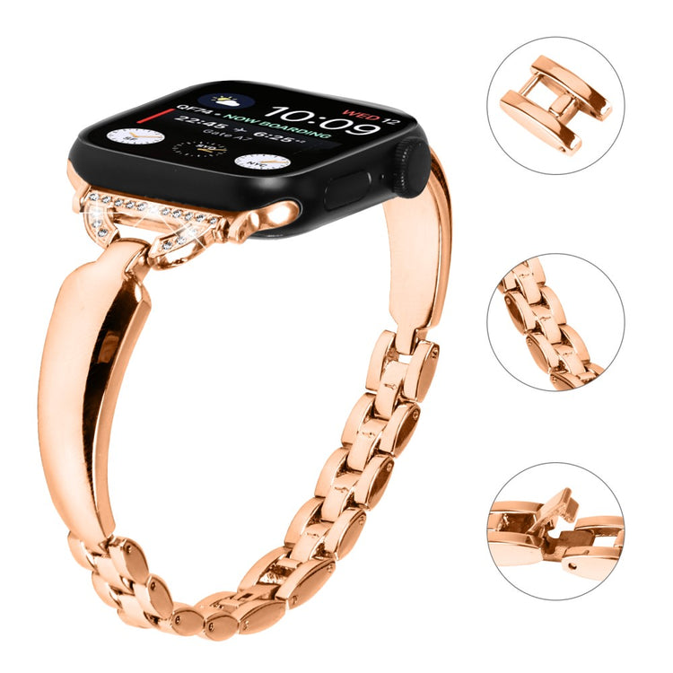 Cool Metal Og Rhinsten Universal Rem passer til Apple Smartwatch - Pink#serie_3