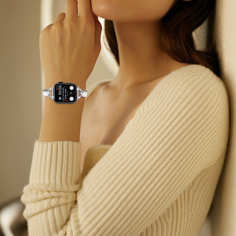 Cool Metal Og Rhinsten Universal Rem passer til Apple Smartwatch - Sølv#serie_4