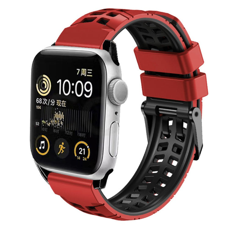 Vildt Pænt Metal Og Silikone Universal Rem passer til Apple Smartwatch - Rød#serie_7