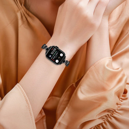 Tidsløst Metal Og Rhinsten Universal Rem passer til Apple Smartwatch - Sort#serie_1