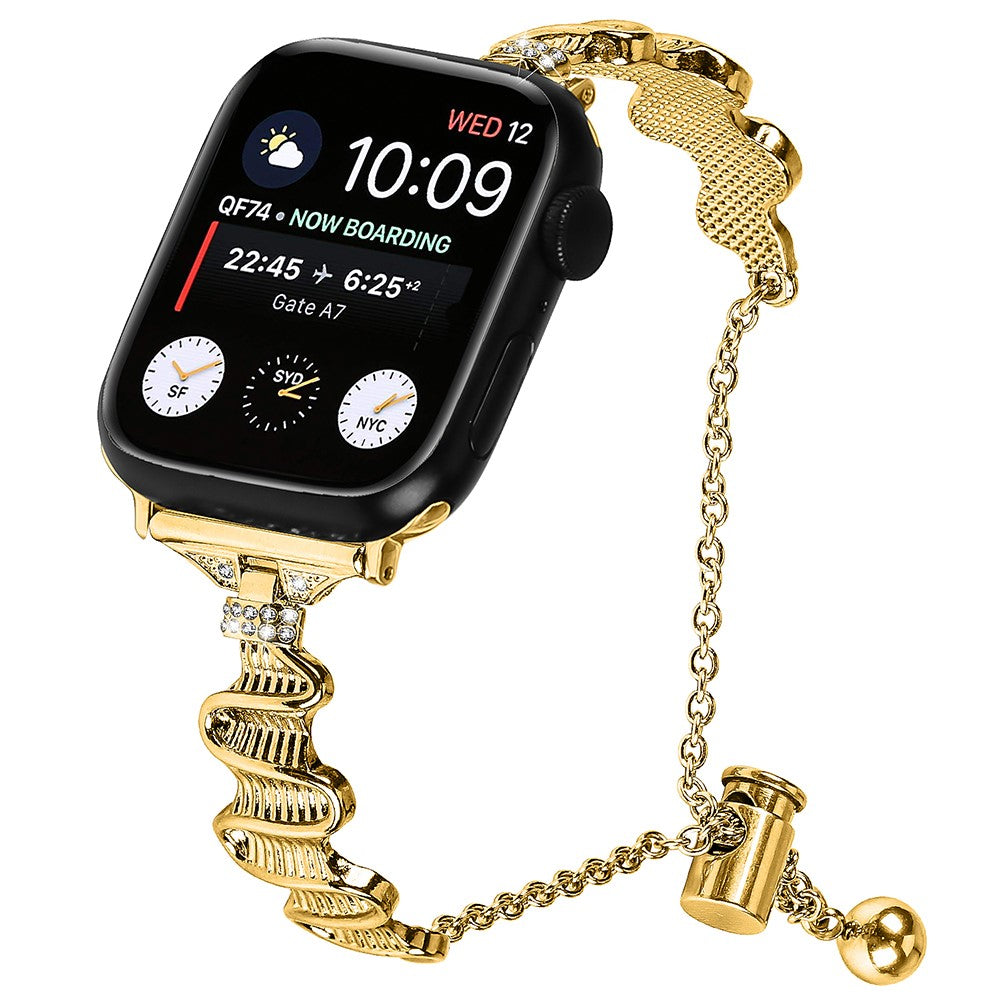 Tidsløst Metal Og Rhinsten Universal Rem passer til Apple Smartwatch - Guld#serie_2