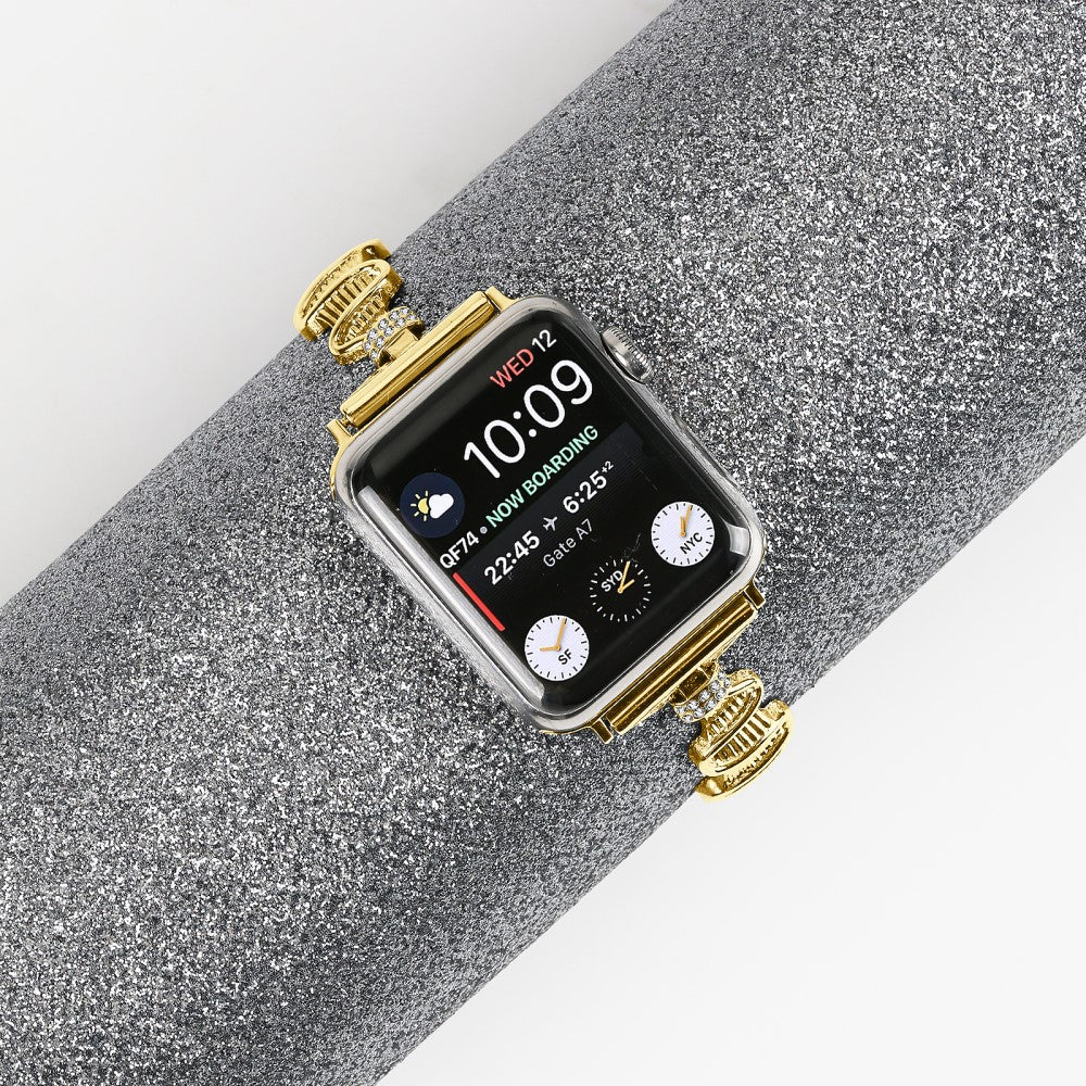 Superflot Metal Og Rhinsten Universal Rem passer til Apple Smartwatch - Guld#serie_2