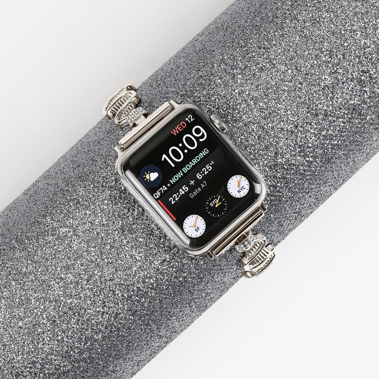 Superflot Metal Og Rhinsten Universal Rem passer til Apple Smartwatch - Sølv#serie_4