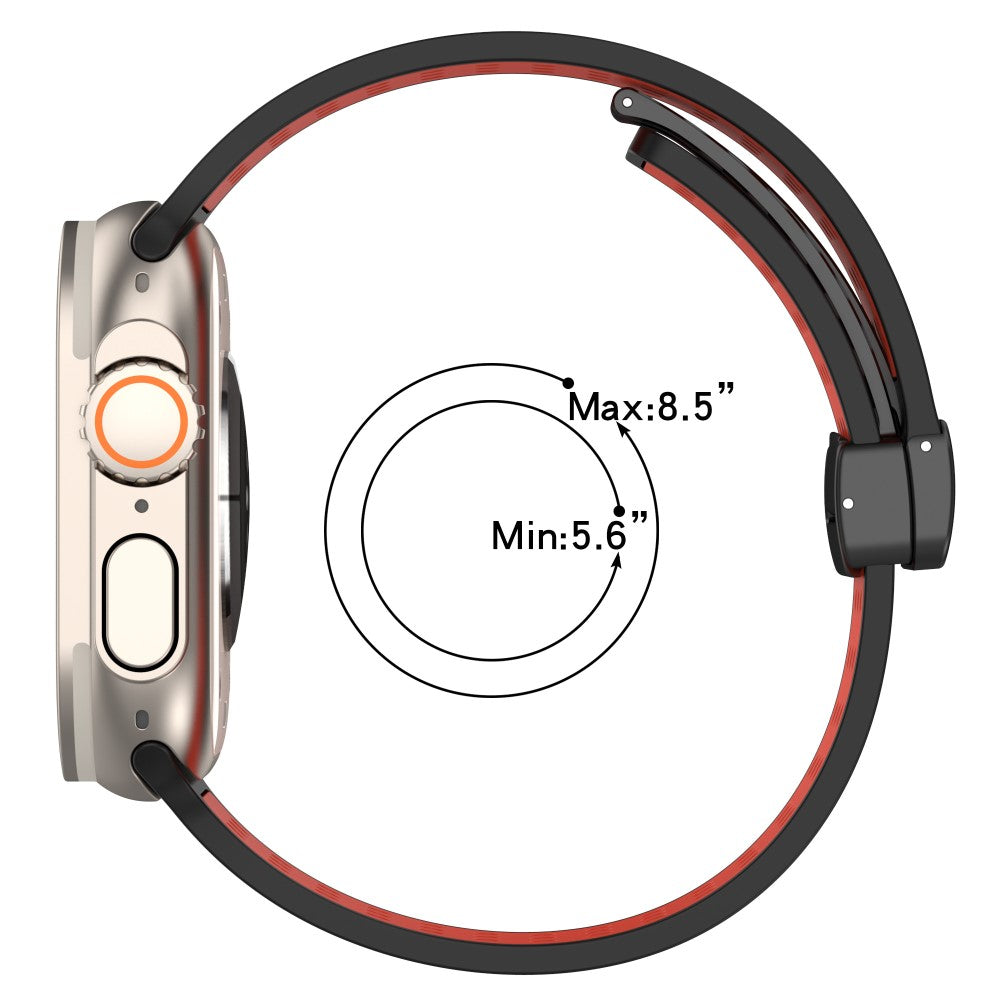 Magnetic Watch Bands Apple Watch Universal 49mm/45mm/44mm/42mm Dual-color Silicone Strap - Orange+White#serie_3