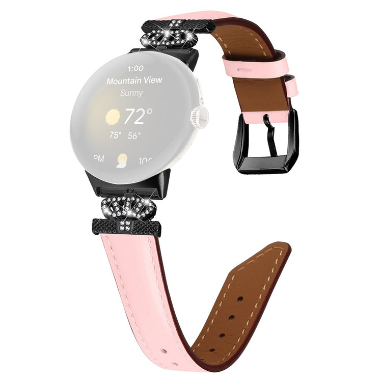 Ægte Læder Og Rhinsten Universal Rem passer til Google Pixel Watch 2 / Google Pixel Watch - Pink#serie_3