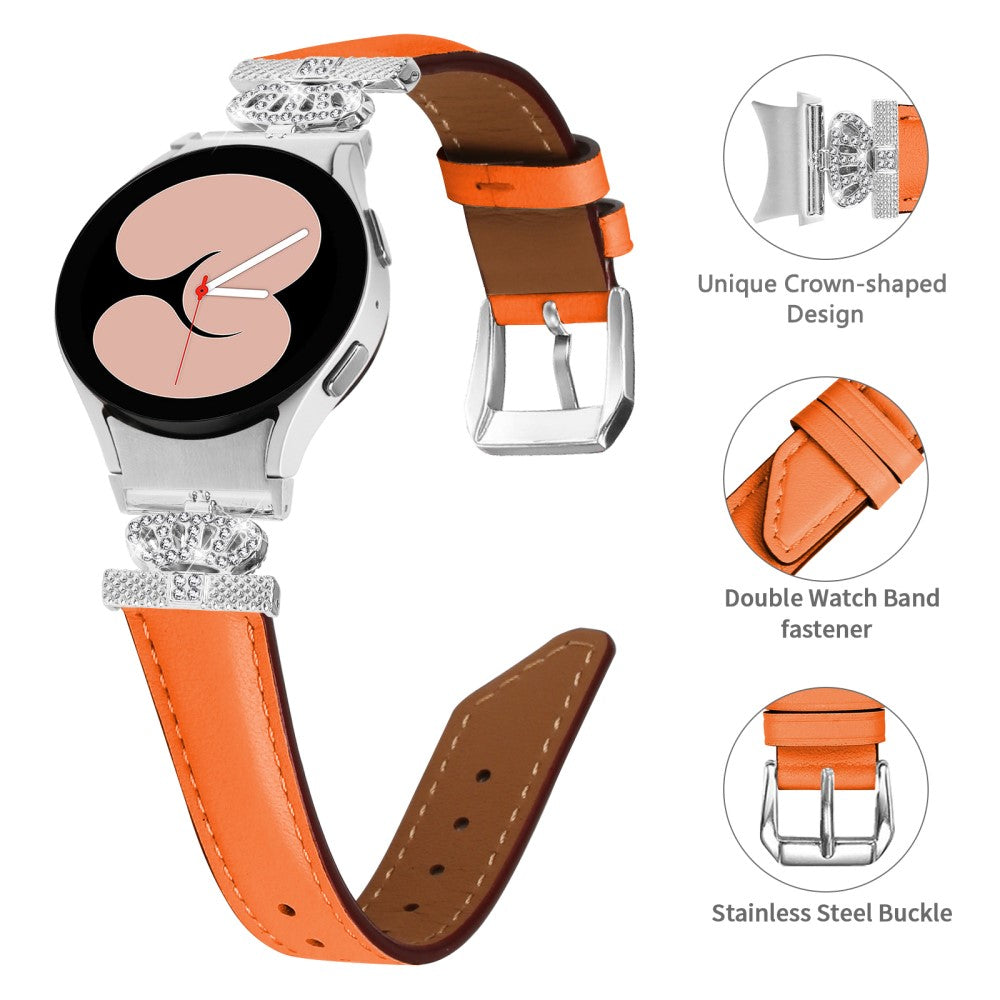 Fed Kunstlæder Og Rhinsten Universal Rem passer til Samsung Smartwatch - Orange#serie_2