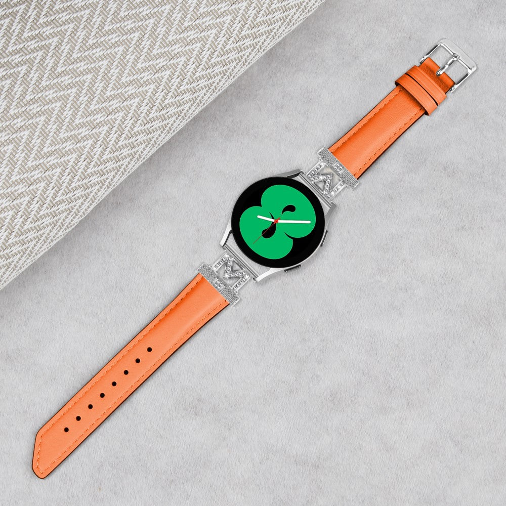 Holdbart Kunstlæder Og Rhinsten Universal Rem passer til Smartwatch - Orange#serie_1