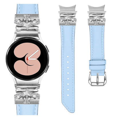 Fed Kunstlæder Og Rhinsten Universal Rem passer til Samsung Smartwatch - Blå#serie_4