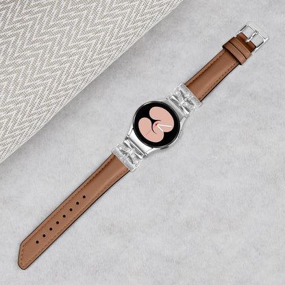 Fed Kunstlæder Og Rhinsten Universal Rem passer til Samsung Smartwatch - Brun#serie_6