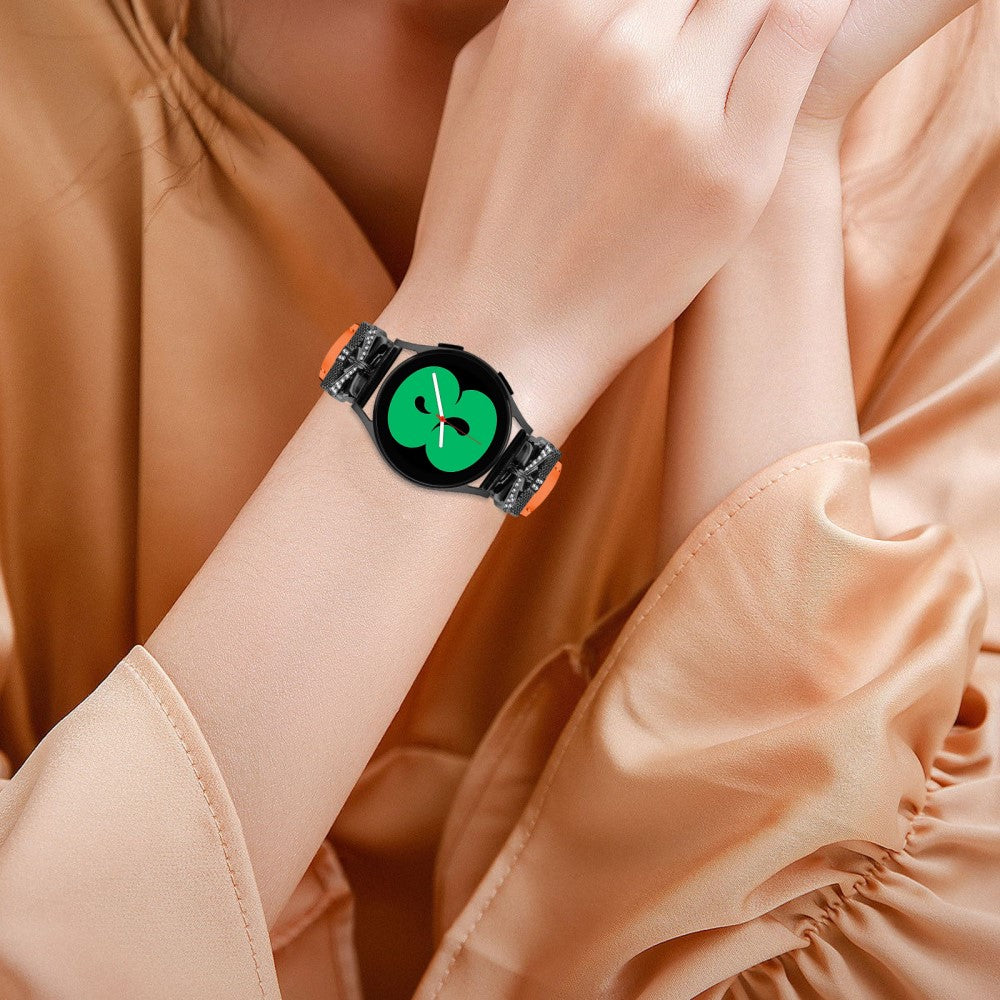 Fantastisk Kunstlæder Og Rhinsten Universal Rem passer til Smartwatch - Orange#serie_2