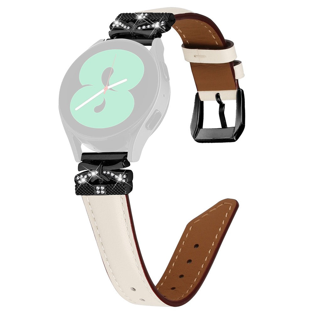Fantastisk Kunstlæder Og Rhinsten Universal Rem passer til Smartwatch - Hvid#serie_5