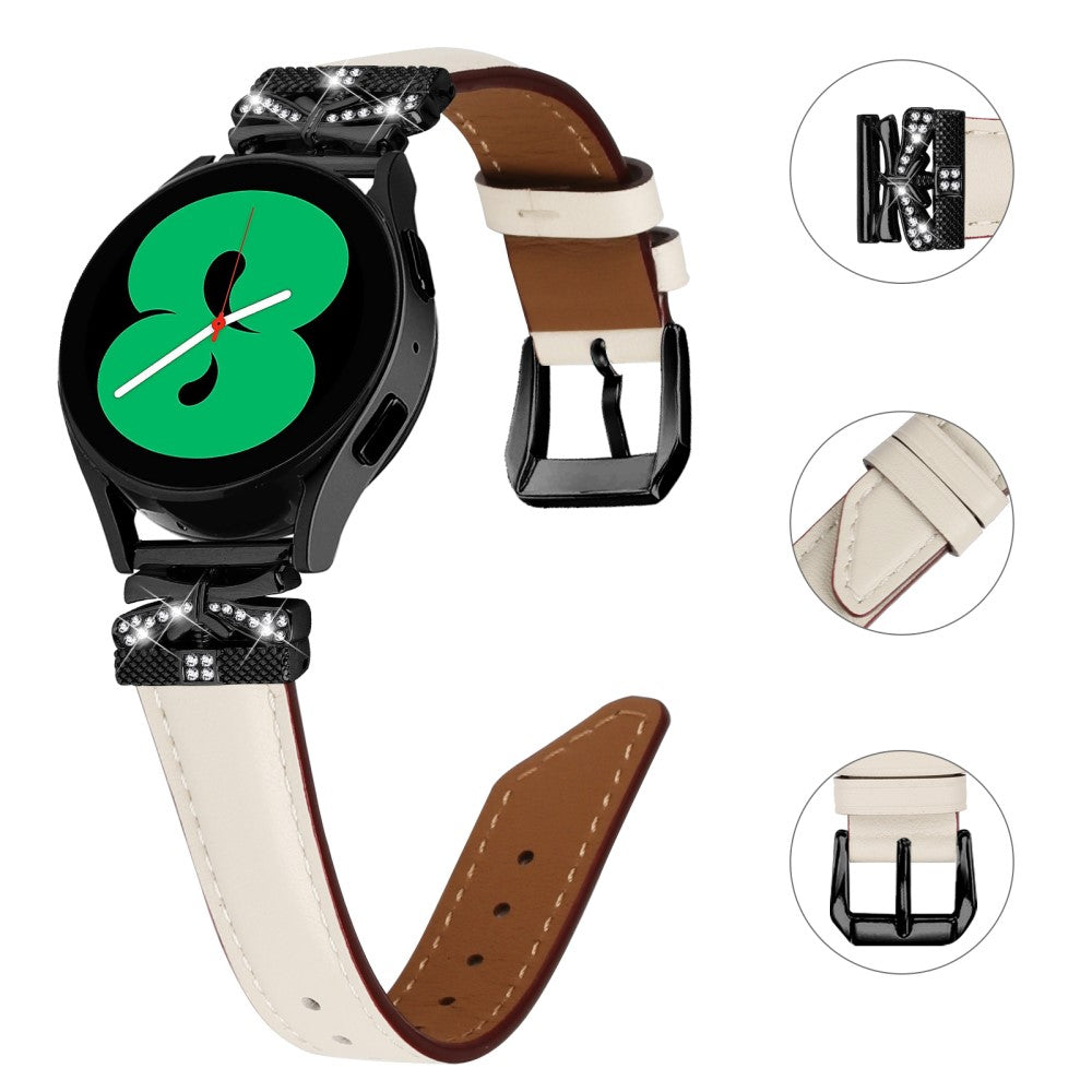 Fantastisk Kunstlæder Og Rhinsten Universal Rem passer til Smartwatch - Hvid#serie_5