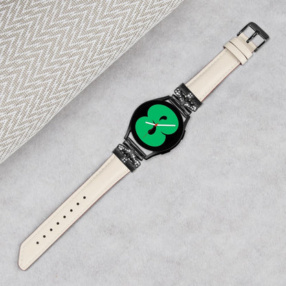 Fantastisk Kunstlæder Og Rhinsten Universal Rem passer til Smartwatch - Hvid#serie_5