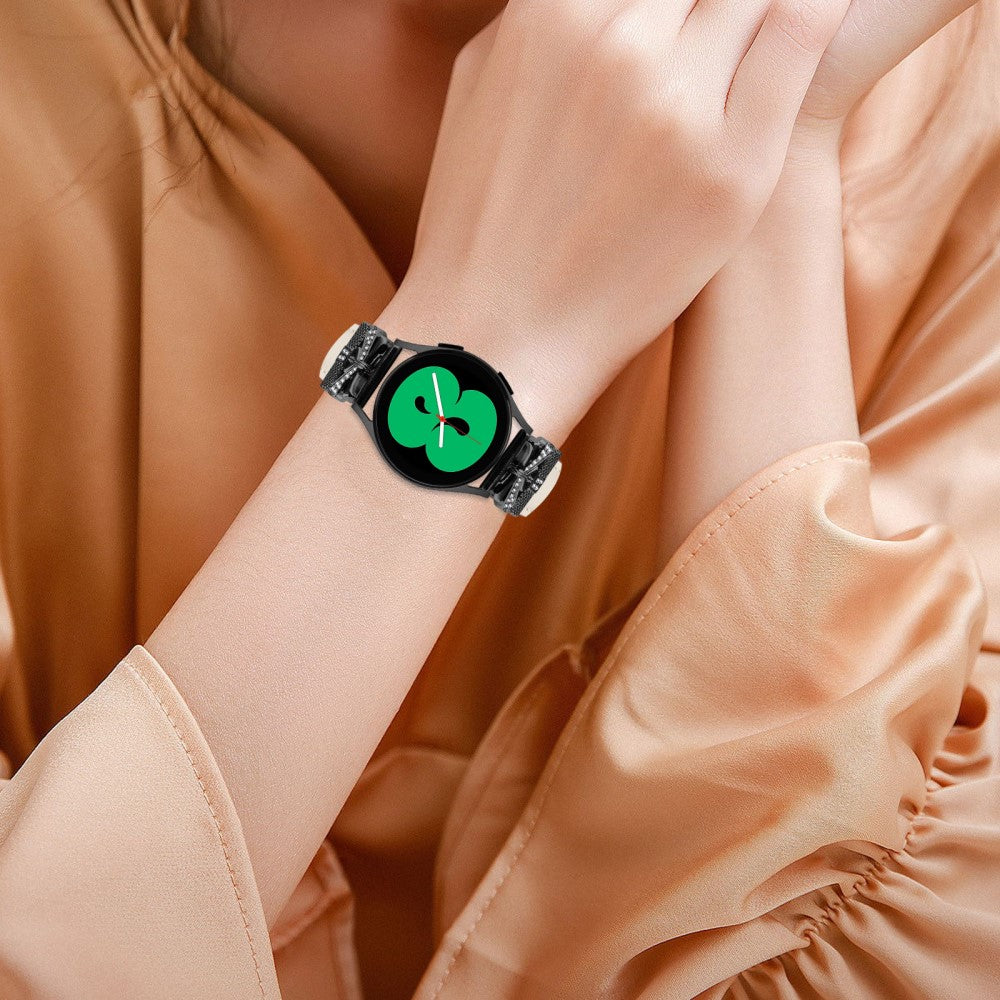 Fantastisk Kunstlæder Og Rhinsten Universal Rem passer til Smartwatch - Hvid#serie_5