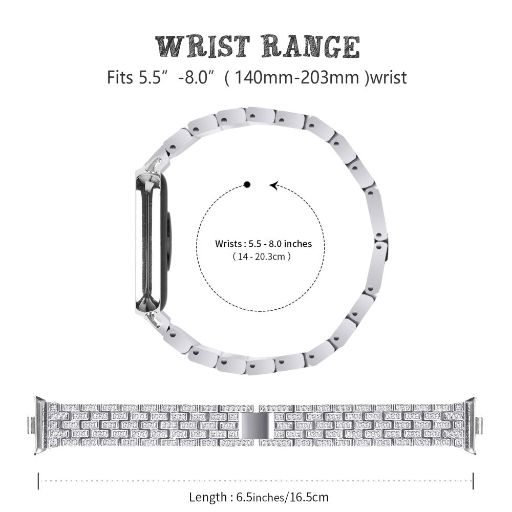 Meget Holdbart Rhinsten Rem passer til Xiaomi Smart Band 8 Pro - Sølv#serie_5