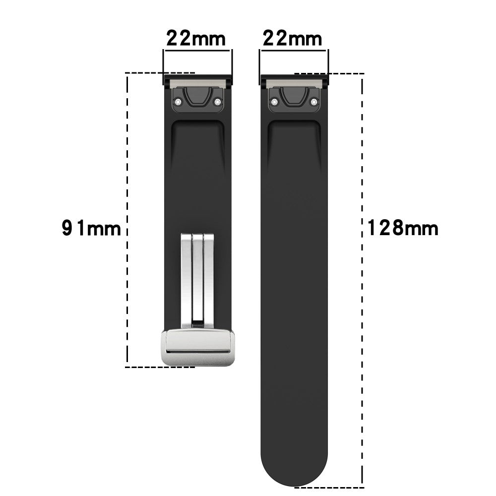 Huawei Watch GT 4 46mm / Samsung Galaxy Watch3 45mm Magnetic Silver Buckle Strap 22mm Dual Color Silicone Watch Band - White+Black#serie_5
