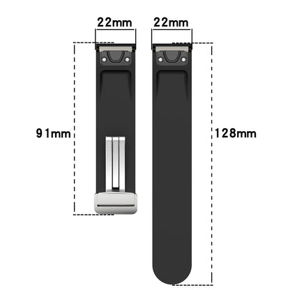 Huawei Watch GT 4 46mm / Samsung Galaxy Watch3 45mm Magnetic Silver Buckle Strap 22mm Dual Color Silicone Watch Band - Olive Green+Red#serie_6