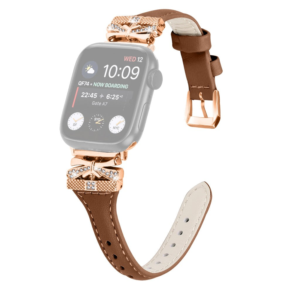Rigtigt Rart Kunstlæder Universal Rem passer til Apple Smartwatch - Brun#serie_2