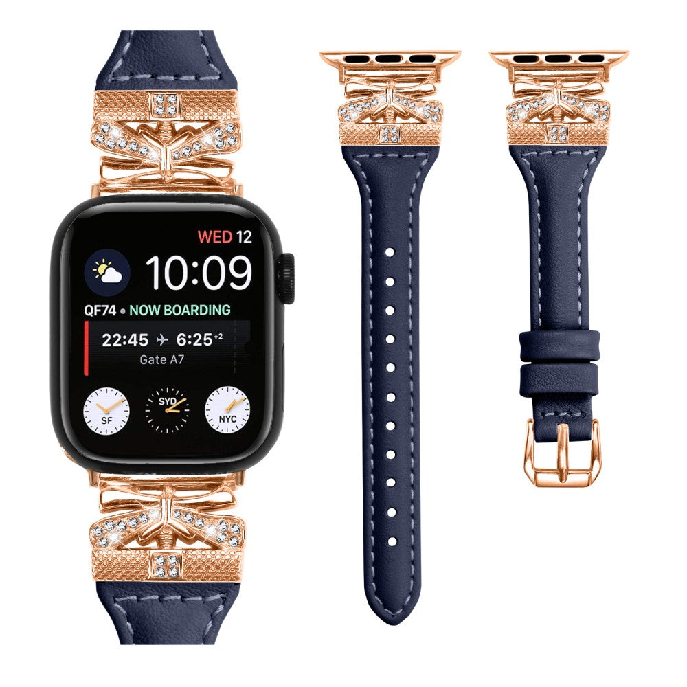 Rigtigt Rart Kunstlæder Universal Rem passer til Apple Smartwatch - Blå#serie_4