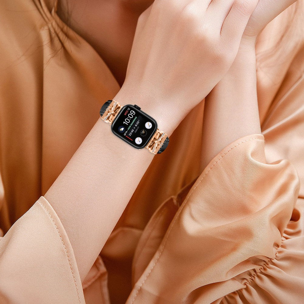 Rigtigt Rart Kunstlæder Universal Rem passer til Apple Smartwatch - Sort#serie_6