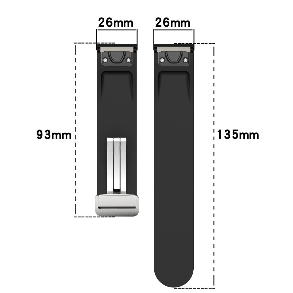 Garmin Fenix 7X / 7X Solar / Tactix 7 Pro Silicone Watch Band 26mm Folding Silver Buckle Watch Strap - White#serie_3