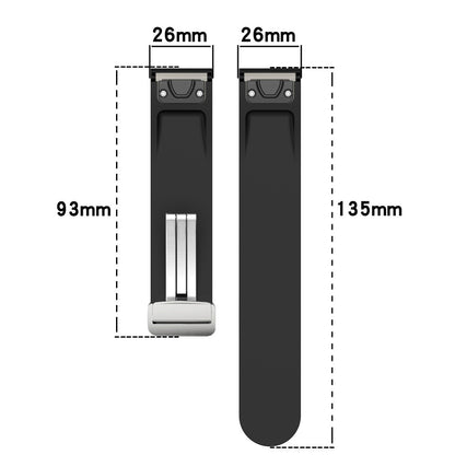 Garmin Fenix 7X / 7X Solar / Tactix 7 Pro Silicone Watch Band 26mm Folding Silver Buckle Watch Strap - Wine Red#serie_8