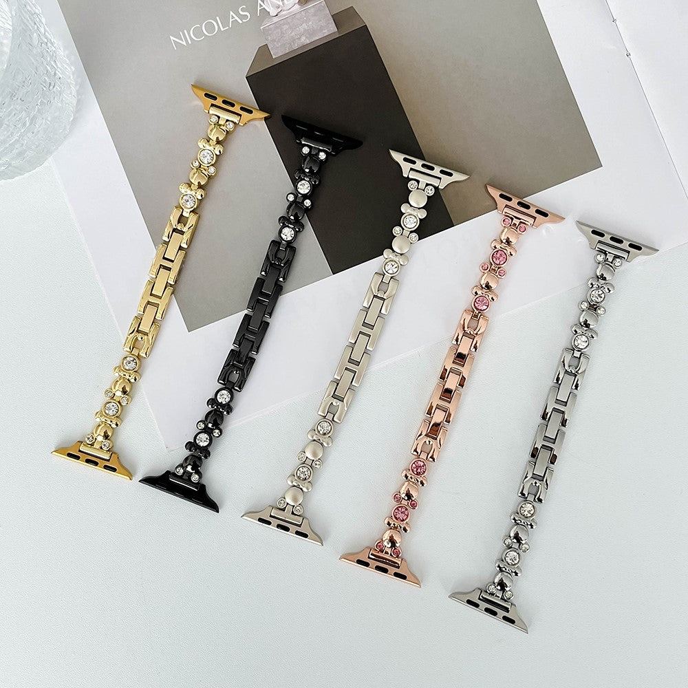 Apple Watch 49mm / 45mm / 44mm / 42mm Watch Band Rhinestone Wrist Strap - Silver#serie_5