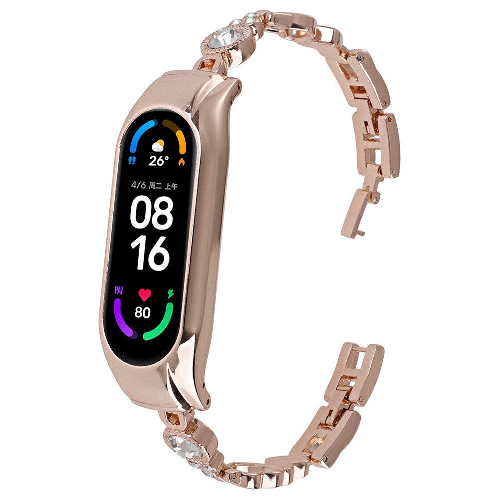 Mega Elegant Rhinsten Rem passer til Xiaomi Mi Band 7 - Pink#serie_2