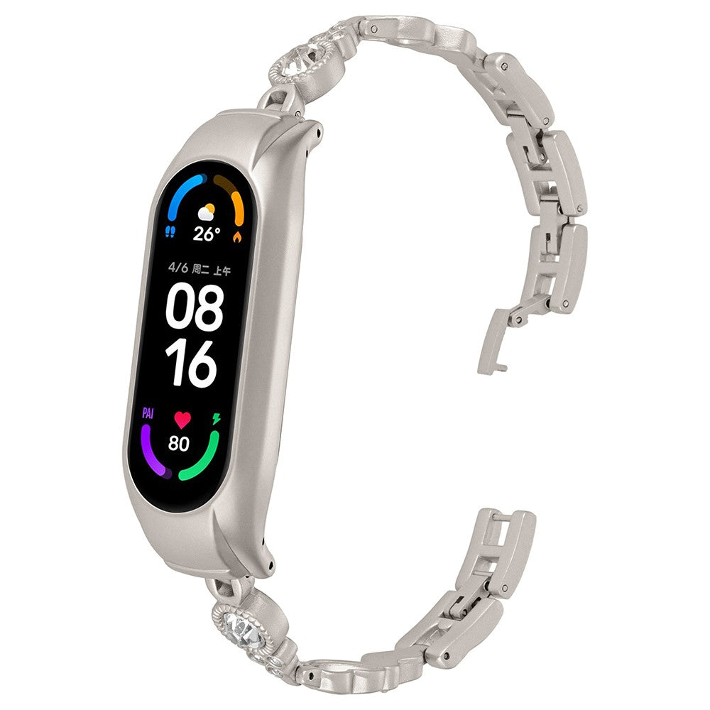 Mega Elegant Rhinsten Rem passer til Xiaomi Mi Band 7 - Sølv#serie_3