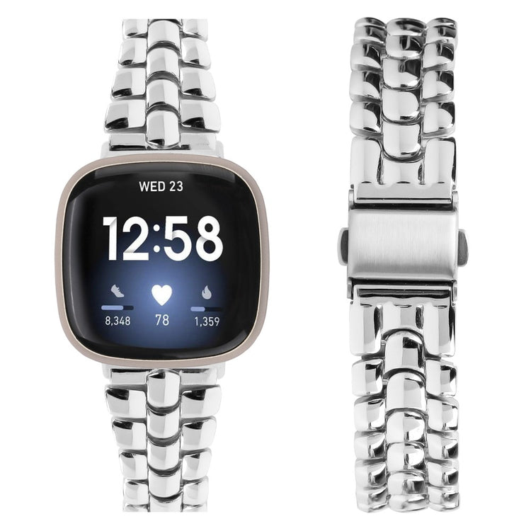 Sejt Metal Universal Rem passer til Fitbit Versa 4 / Fitbit Sense 2 - Sølv#serie_1