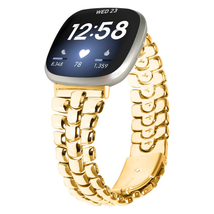 Sejt Metal Universal Rem passer til Fitbit Versa 4 / Fitbit Sense 2 - Guld#serie_3