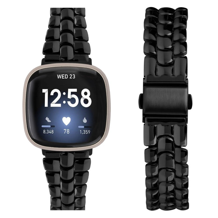 Sejt Metal Universal Rem passer til Fitbit Versa 4 / Fitbit Sense 2 - Sort#serie_4