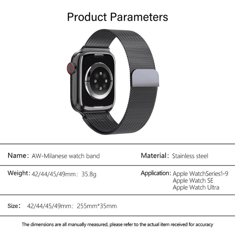 Vildt Rart Metal Universal Rem passer til Apple Smartwatch - Sort#serie_2