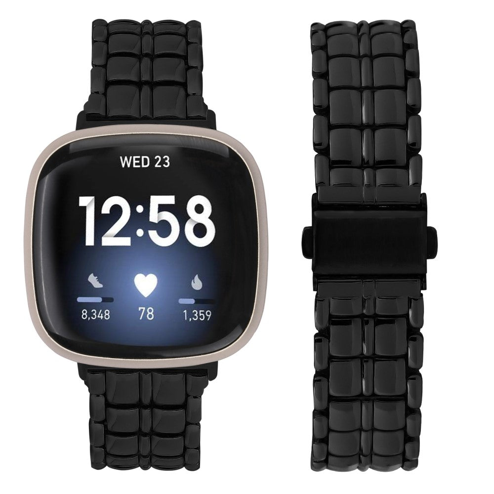 Fint Metal Universal Rem passer til Fitbit Versa 4 / Fitbit Sense 2 - Sort#serie_1