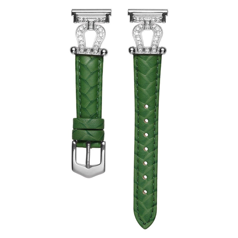 Meget Sejt Ægte Læder Universal Rem passer til Smartwatch - Grøn#serie_11